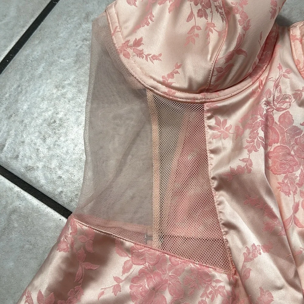 NWT Victoria’s Secret Baby Pink Floral‎ Satin Bustier Corset